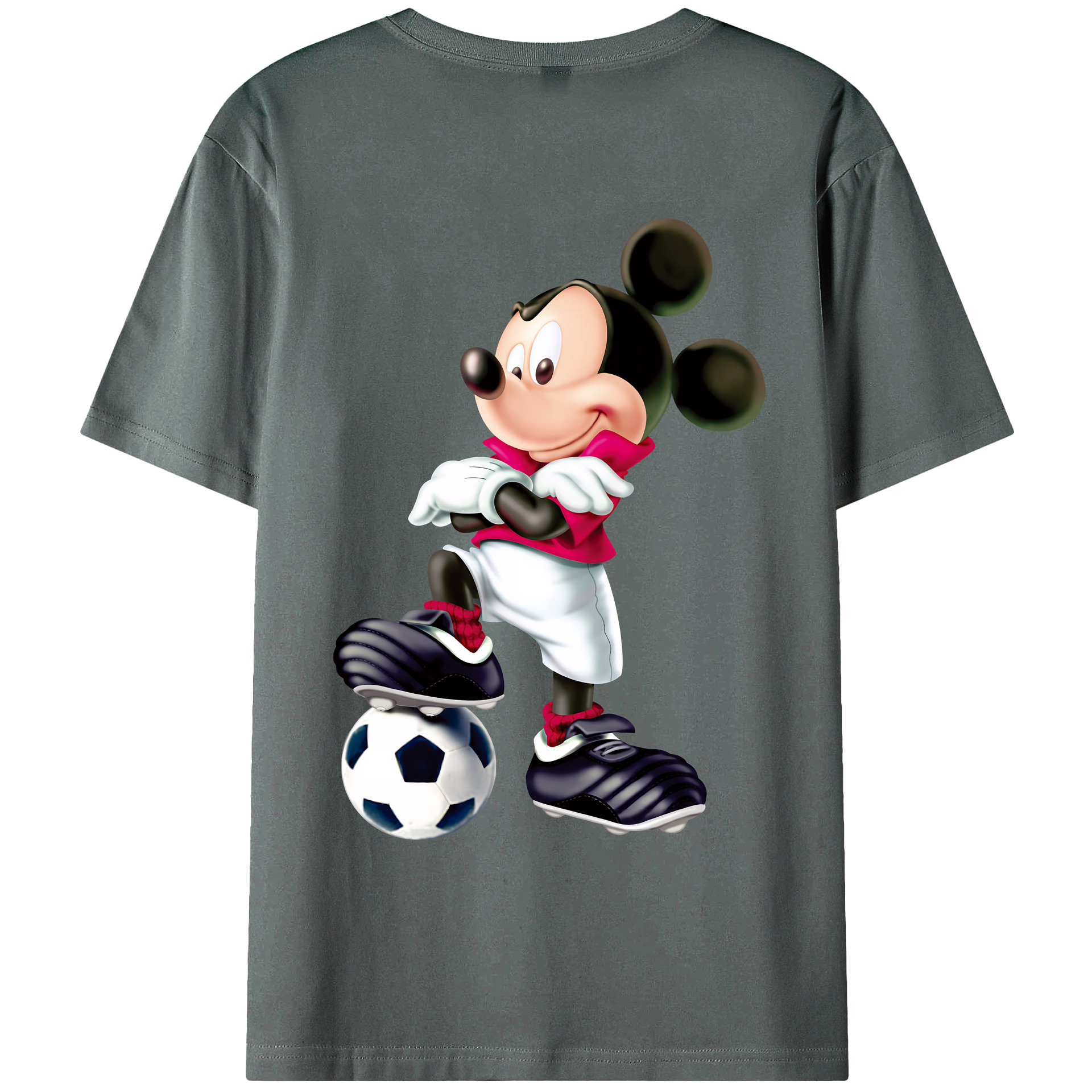（画像用） ミッキーマウス Mickey Mouse 綿100％ メンズ半袖Tシャツ（バックプリント） 通気性